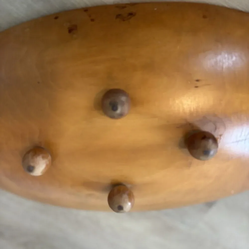 ⁠1930s VTG HandPainted Wood DoughBowl Mexican Southwestern Cactus 17